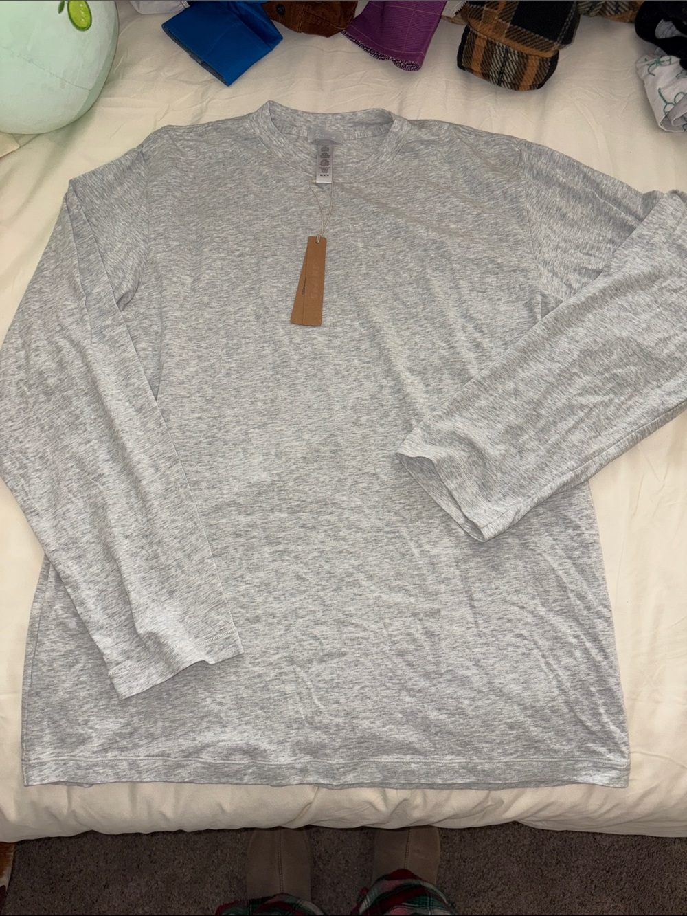 SKIMS Light Gray Long-Sleeve Crewneck Top